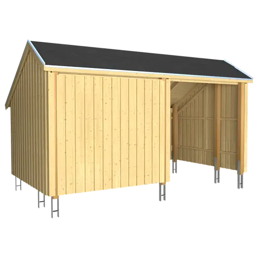 Plus Multi Shelter   Moduler   Shelter   Opholdsrum Inkl  Beslag Skruer  Shelter Bund  Tagpap Alulister    -stolpefødder