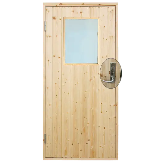 Plus Udhusdør Standard Panel Med Vindue Inkl  Karm Montagesæt   88 6x197