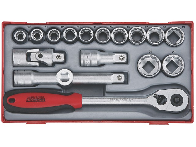 18 Dele Topnøglesæt  Med     Quot    -fatning Teng Tools Tt1218