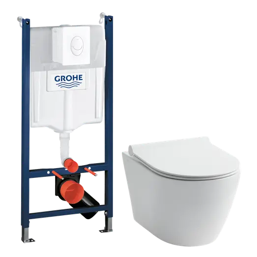 Grohe Rapid   1130 Indbygnings Cisterne   Flow Fl60 Hængeskål Inkl  Slim Toiletsæde   Softclose