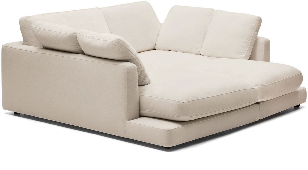 -personers Sofa Kave Home Gala Beige Polstret Chenille Aftagbart Betræk H87x210x193