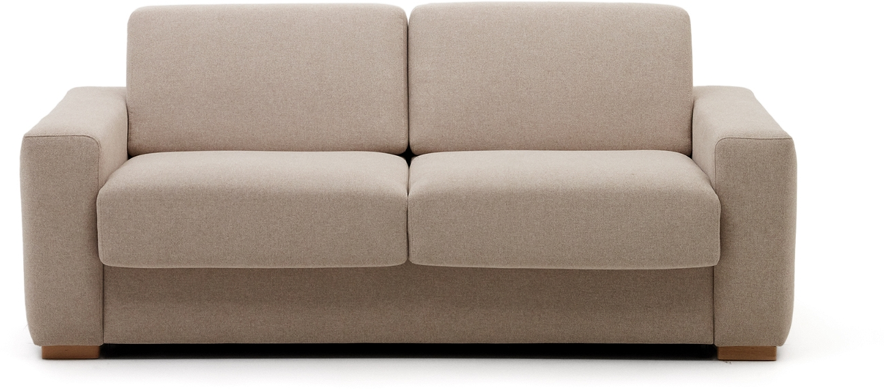 -personers Sovesofa Kave Home Anley Beige Med Italiensk åbnemekanisme  Aftageligt Betræk   Bøgetræsben