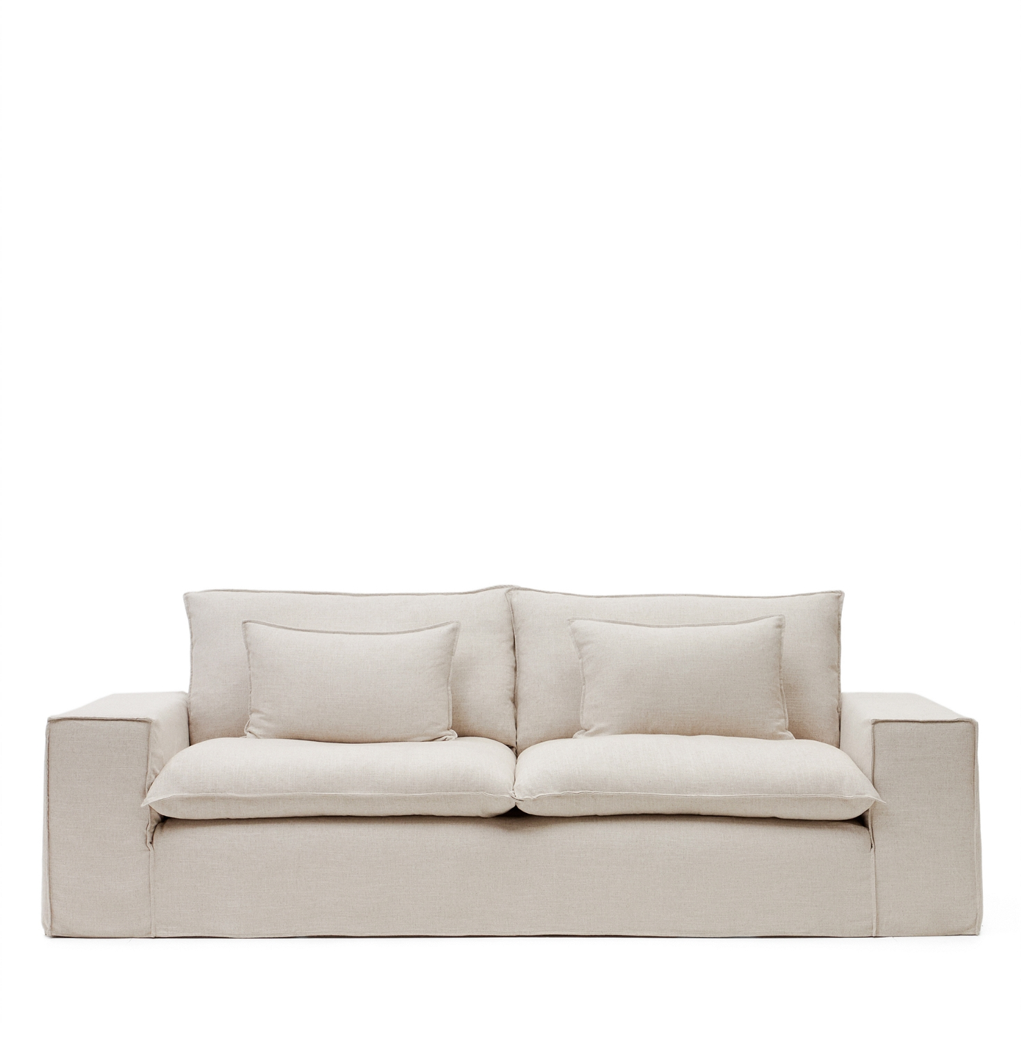 -personers Sofa Kave Home Anarela Beige Med Aftageligt Betræk 208x107x64